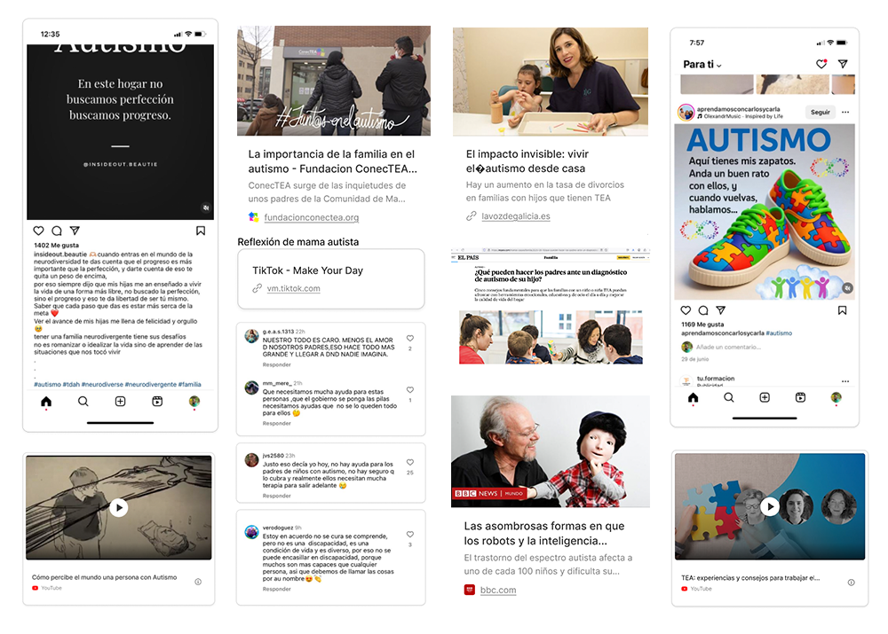 Recortes y noticias online sobre el Trastorno del Espectro autista de la investigación para la creación de la App