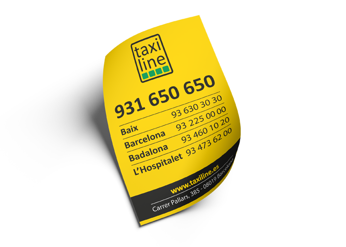 pegatinas con teléfonos para solicitar un taxi a taxiline